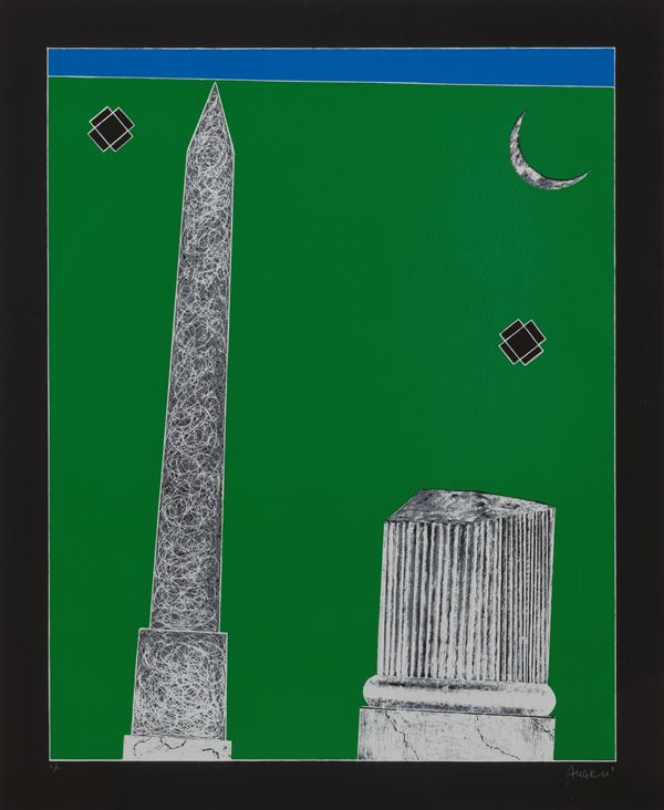 FRANCO ANGELI : Obelisco  - serigrafia es. II/L - Auction Asta a tempo di multipli d'Autore - Fidesarte - Casa d'aste