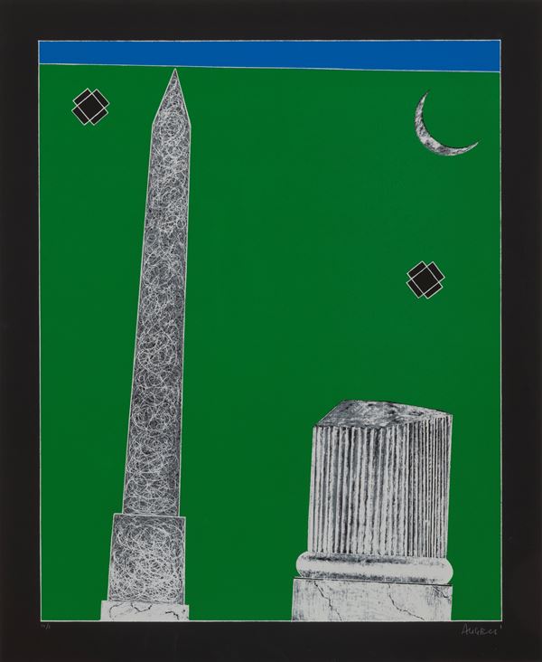 FRANCO ANGELI : Obelisco  - serigrafia es. III/L - Asta Asta a tempo di multipli d'Autore - Fidesarte - Casa d'aste