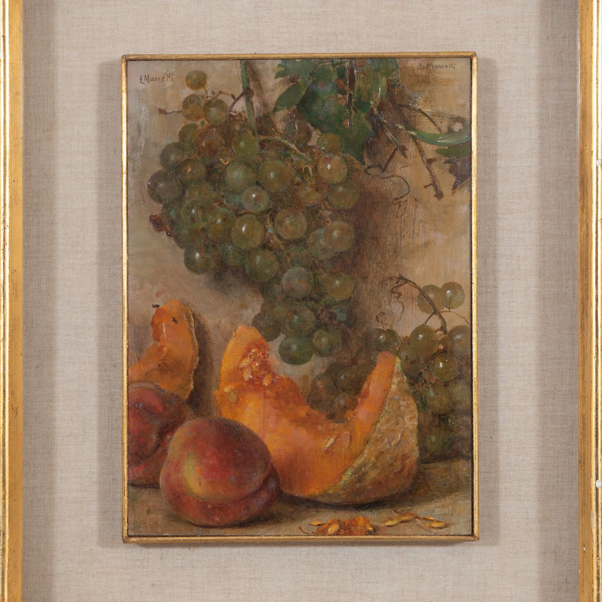 Natura morta con uva e melone