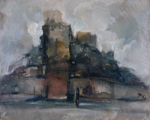 GIOVANNI PONTINI : Industrial landscape  - oil painting on canvas - Auction Asta a tempo di Arte Moderna e Contemporanea - Fidesarte - Casa d'aste