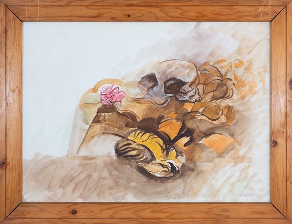 DOMENICO BOSCOLO NATTA : without title  - mixed media on paper laid down on board - Auction Asta a tempo di Arte Moderna e Contemporanea - Fidesarte - Casa d'aste