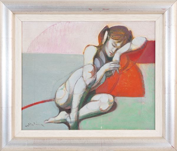 LUIGI VOLTOLINA : sleeping figure  - oil painting on canvas - Auction Asta a tempo di Arte Moderna e Contemporanea - Fidesarte - Casa d'aste
