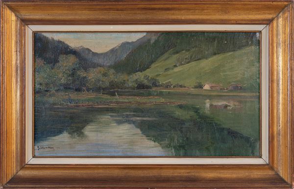GIULIO DE BLASS : Landscape  (1924)  - oil on the table - Auction Asta a tempo di Arte Moderna e Contemporanea - Fidesarte - Casa d'aste
