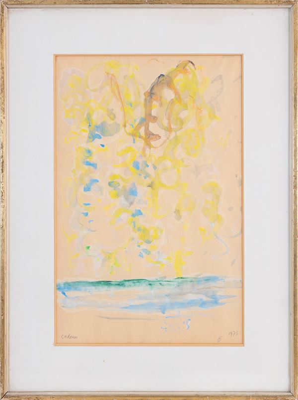 GUIDO CADORIN : without title  (1973)  - mixed media on paper - Auction Asta a tempo di Arte Moderna e Contemporanea - Fidesarte - Casa d'aste
