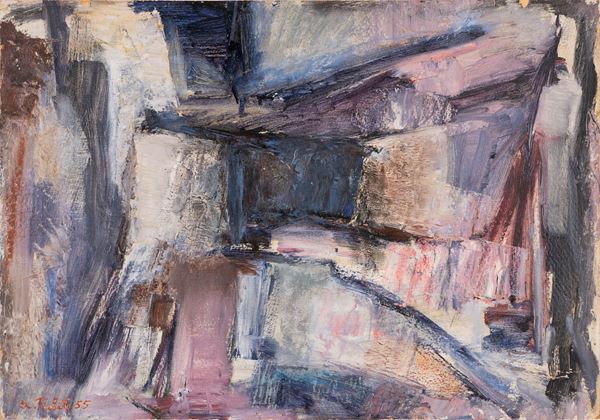 ARTURO PULITI : Garfagnana quarry  (1955)  - oil on the table - Auction Asta a tempo di Arte Moderna e Contemporanea - Fidesarte - Casa d'aste