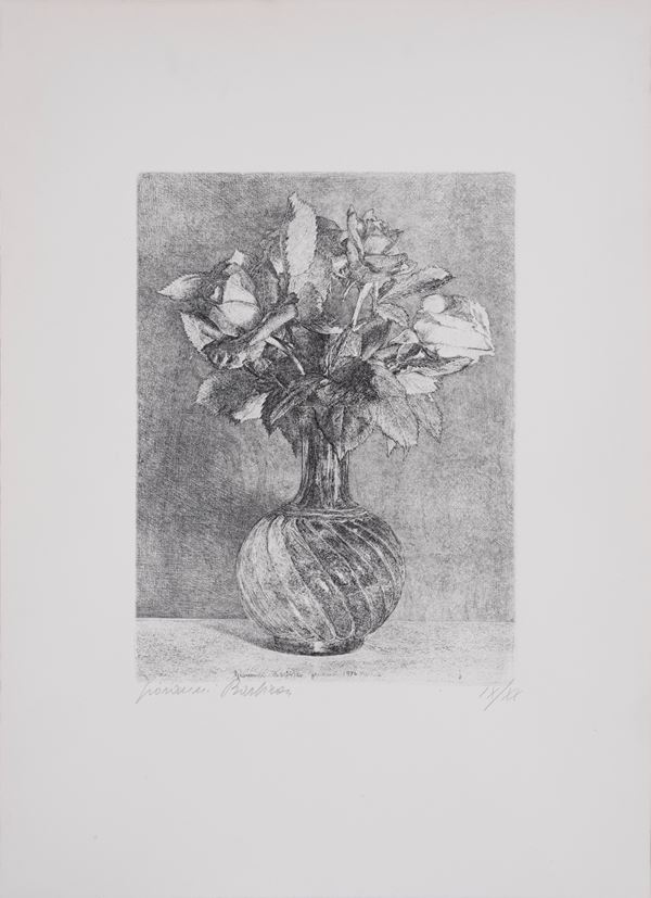GIOVANNI BARBISAN : Flowers  (1974)  - etching e.g. IX /XX - Auction Asta a tempo di multipli d'Autore - Fidesarte - Casa d'aste