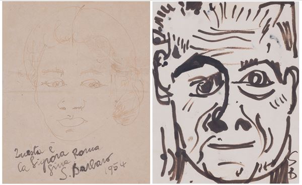 SAVERIO BARBARO - Portrait of Gina Roma 1954 - Portrait of a man