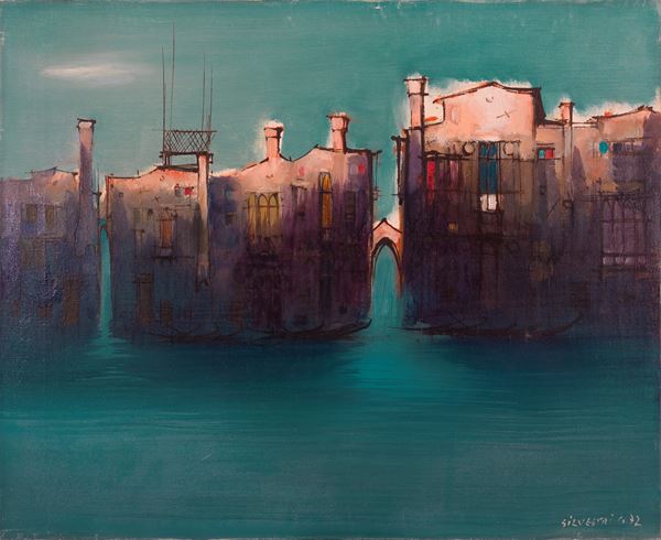 GIORGIO  SILVESTRI : Venezia  (1972)  - olio su tela - Asta Asta a tempo di Arte Moderna e Contemporanea - Fidesarte - Casa d'aste