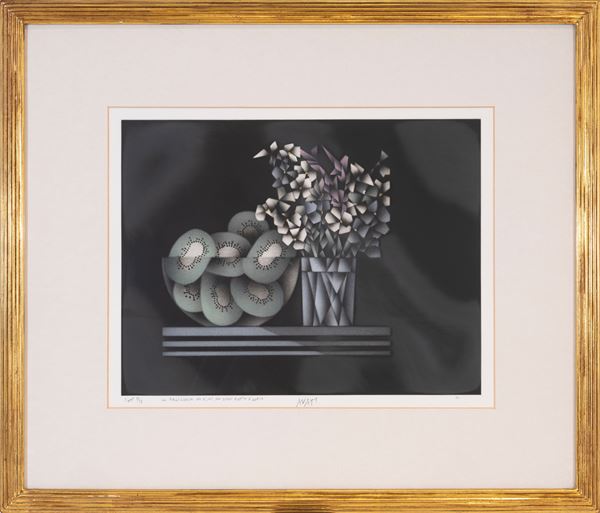 MARIO AVATI : La fraischeur du kiwi un beau matin by avril   (1984)  - etching aquatint e.g. 8/13 - Auction Asta a tempo di multipli d'Autore - Fidesarte - Casa d'aste