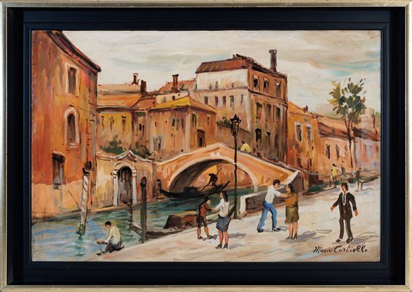 MARIO  CORTIELLO : Venezia  - olio su tela - Asta Asta a tempo di Arte Moderna e Contemporanea - Fidesarte - Casa d'aste