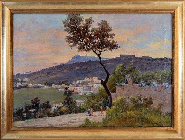 MARIO MARESCA SERRA : Vomero landscape  - oil painting on canvas - Auction Asta a tempo di Arte Moderna e Contemporanea - Fidesarte - Casa d'aste