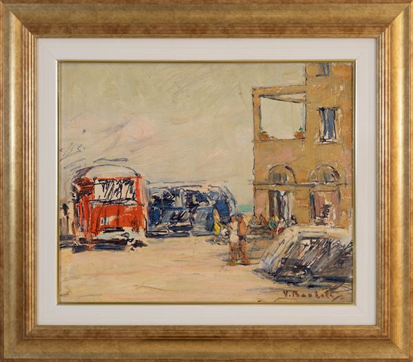 VINCENZO BARBATO : Glimpse of the town  - oil painting on canvas - Auction Asta a tempo di Arte Moderna e Contemporanea - Fidesarte - Casa d'aste