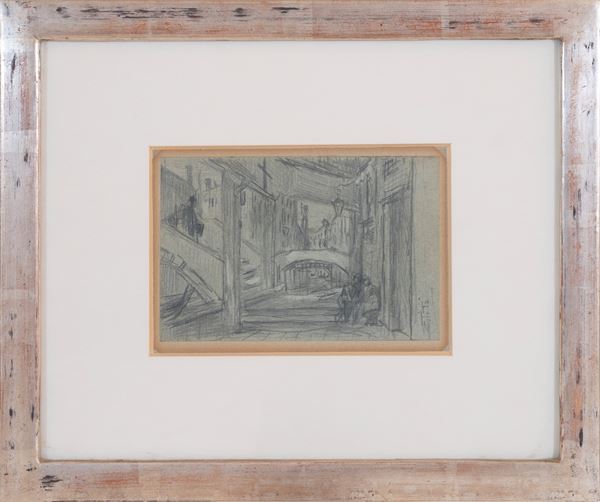 ETTORE TITO : Venezia  - disegno a matita su carta - Asta Asta a tempo di Arte Moderna e Contemporanea - Fidesarte - Casa d'aste