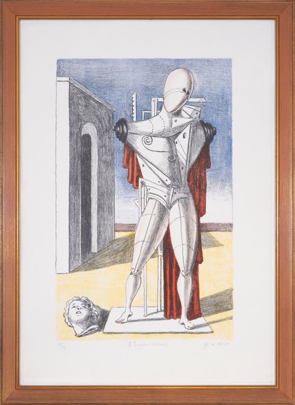 GIORGIO DE CHIRICO : The solitary troubadour  (1970)  - 4 color lithography e.g. 15/99 - Auction Asta a tempo di multipli d'Autore - Fidesarte - Casa d'aste