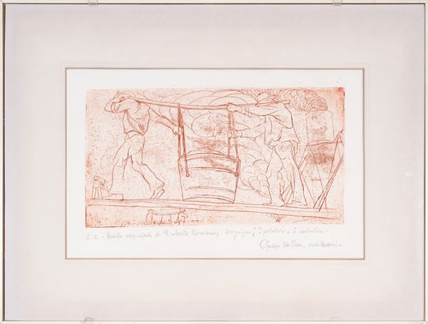 UMBERTO BOCCIONI : Coal dumpers  (1907)  - drypoint e.g. 8/12 (only variant C state) - Auction Asta a tempo di multipli d'Autore - Fidesarte - Casa d'aste