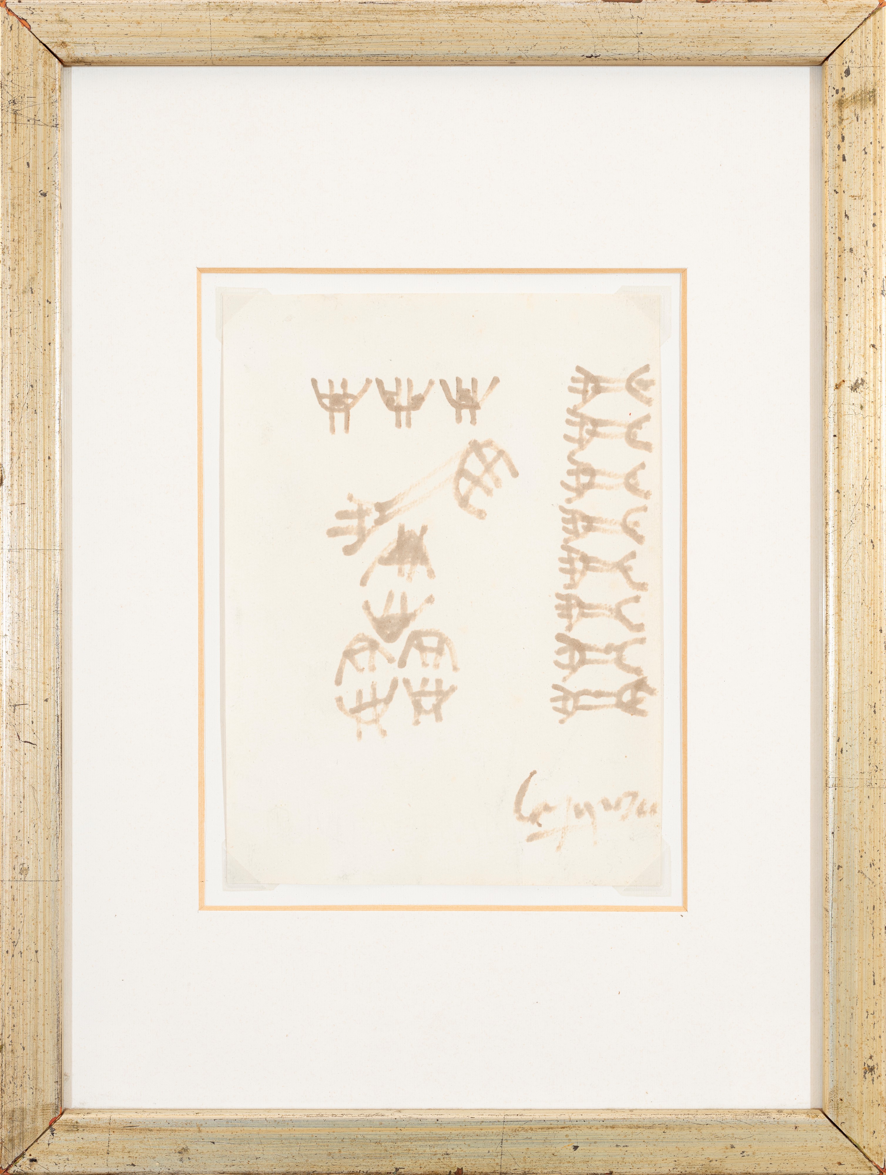 Giuseppe Capogrossi - Senza titolo (Flo-master su cartoncino Fabriano, 1950-51)