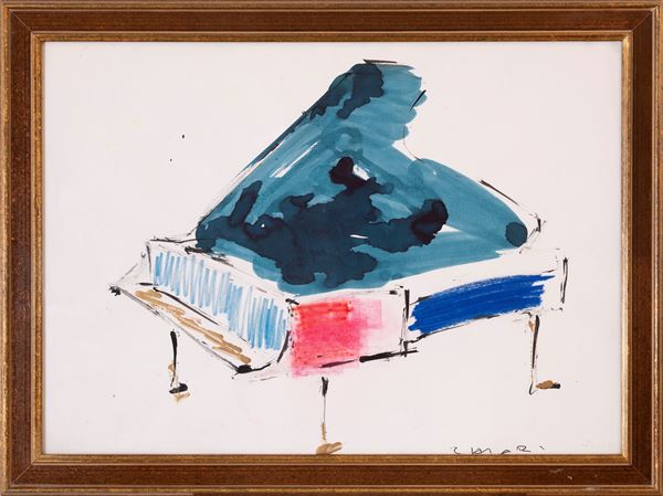GIUSEPPE CHIARI : Piano  - mixed media on paper - Auction Asta a tempo di Arte Moderna e Contemporanea - Fidesarte - Casa d'aste