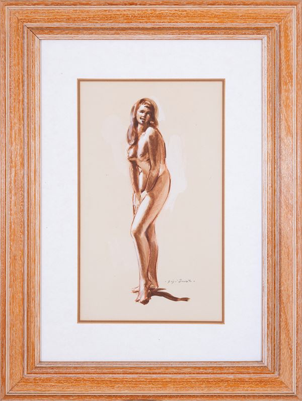 GIGI BUSATO : Female nude  - gouache on paper - Auction Asta a tempo di Arte Moderna e Contemporanea - Fidesarte - Casa d'aste