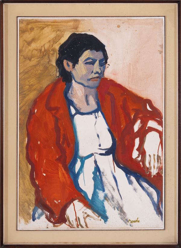 DOMENICO BOSCOLO NATTA : Figure  - oil on the table - Auction Asta a tempo di Arte Moderna e Contemporanea - Fidesarte - Casa d'aste