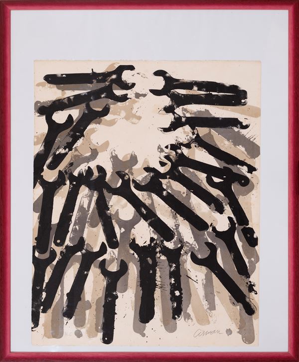 FERNANDEZ ARMAN : senza titolo  (1974 ca)  - litografia su carta velin Arches es. h.c. - Asta Asta a tempo di multipli d'Autore - Fidesarte - Casa d'aste