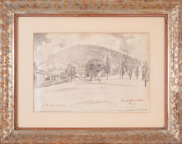 JUTI RAVENNA : Old Castle  (1932)  - gouache on paper - Auction Asta a tempo di Arte Moderna e Contemporanea - Fidesarte - Casa d'aste