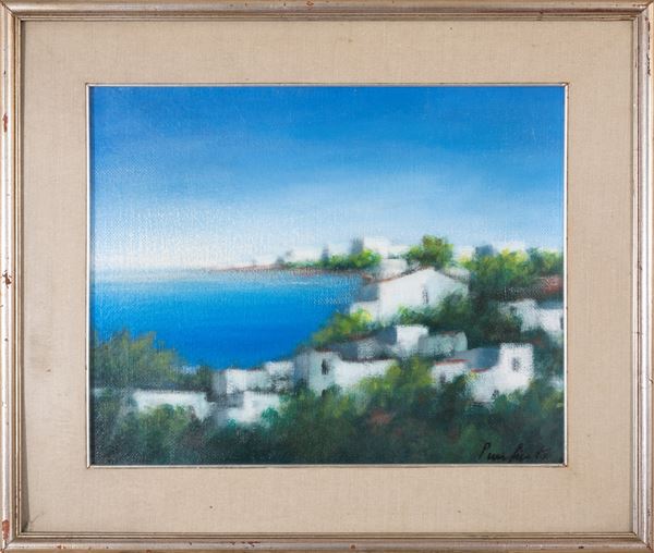 DOMENICO PURIFICATO : Paesaggio marino  - olio su tela - Asta Asta a tempo di Arte Moderna e Contemporanea - Fidesarte - Casa d'aste