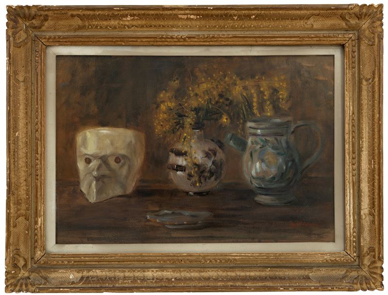 Mimosa, bauta e vaso