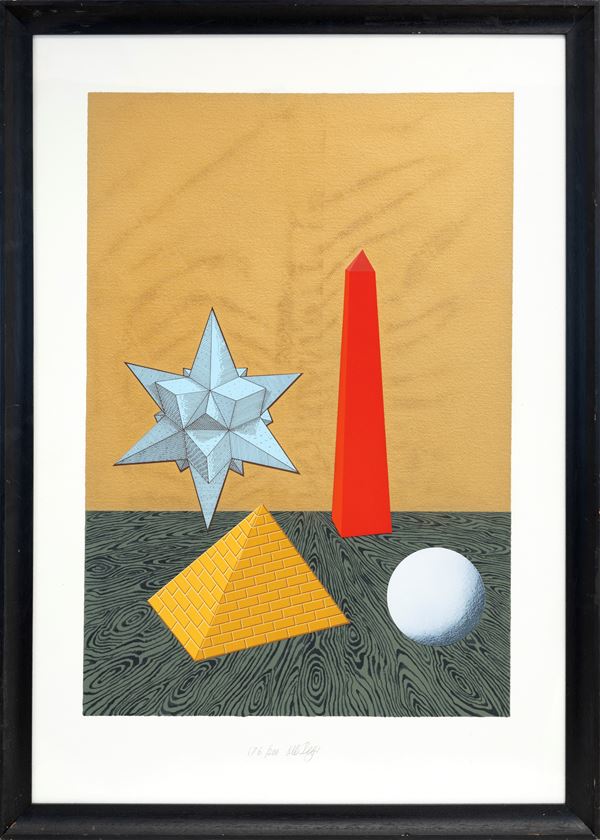 LUCIO DEL PEZZO : Composizione  - serigrafia e collage es. 176/200 - Asta Asta a tempo di multipli d'Autore - Fidesarte - Casa d'aste