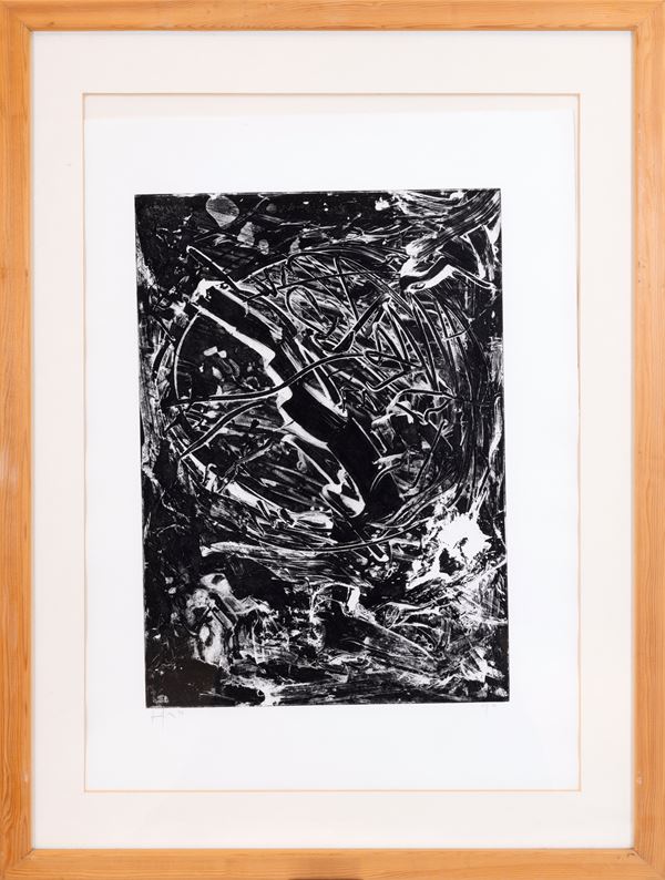 EMILIO VEDOVA : Oltre '87 - VI  (1987)  - acquaforte es. 20/30 - Asta Asta a tempo di multipli d'Autore - Fidesarte - Casa d'aste