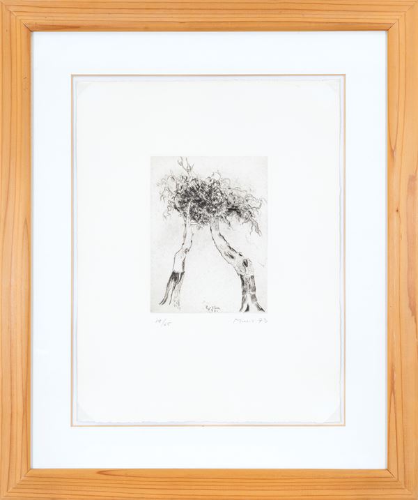 ZORAN MUSIC : Plant motif  (1973)  - drypoint ex. 19/65 - Auction Asta a tempo di multipli d'Autore - Fidesarte - Casa d'aste