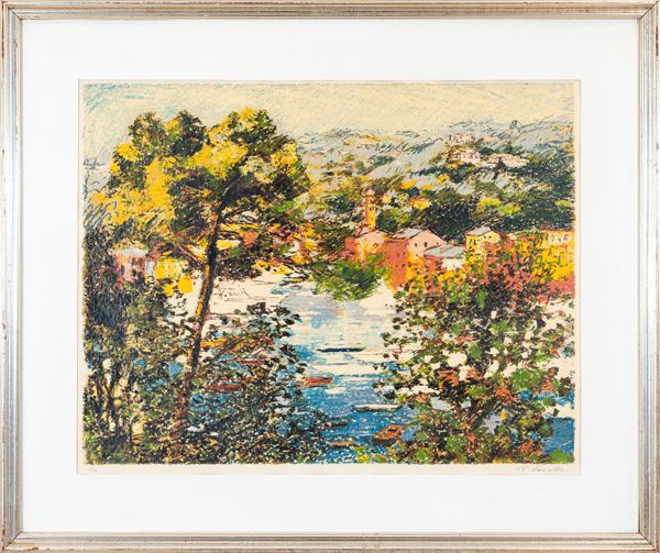 MICHELE CASCELLA : Portofino   (1984)  - material screen printing eg pa - Auction Asta a tempo di multipli d'Autore - Fidesarte - Casa d'aste