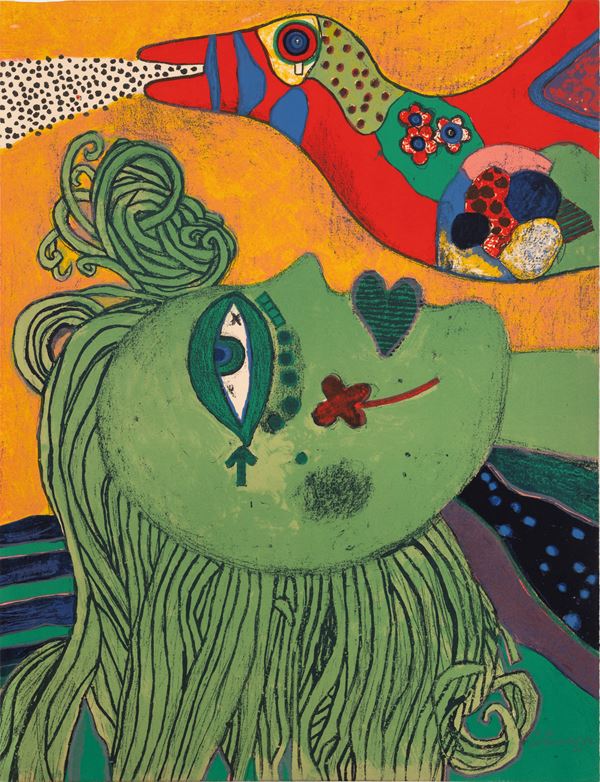 CORNEILLE : senza titolo (opera facente parte della "Cartella Herbes")  (1972)  - litografia es. e.a. - Asta Asta a tempo di multipli d'Autore - Fidesarte - Casa d'aste