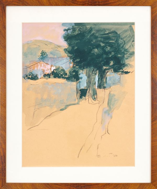 DOMENICO BOSCOLO NATTA : Landscape  - mixed media on paper - Auction Asta a tempo di Arte Moderna e Contemporanea - Fidesarte - Casa d'aste