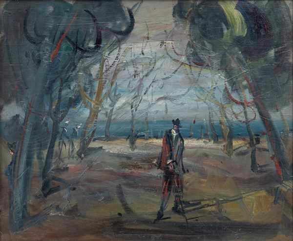 LUIGI  SPAZZAPAN - Landscape with figures