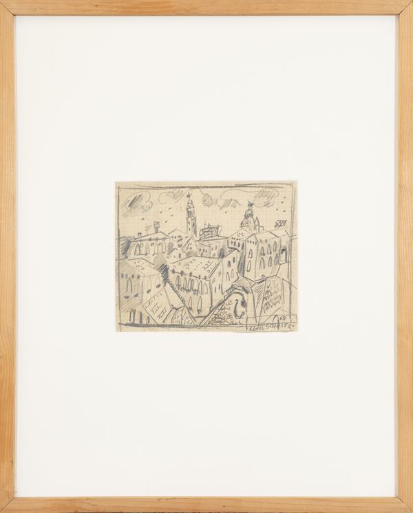 RAOUL SCHULTZ : Cathedrals  (1968)  - mixed media drawing on paper - Auction Asta a tempo di Arte Moderna e Contemporanea - Fidesarte - Casa d'aste