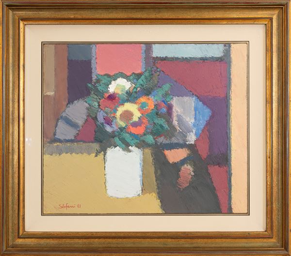 OTTORINO  STEFANI - Composition with flowers