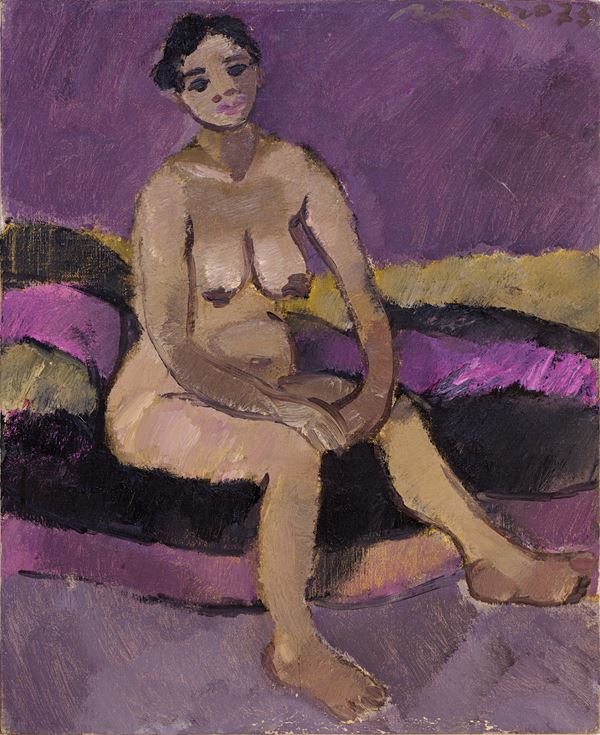 SAVERIO BARBARO - Piccolo nudo seduto in viola