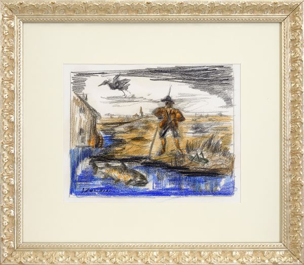 LUIGI ZUCCHERI - Pesce, pescatore ed airone