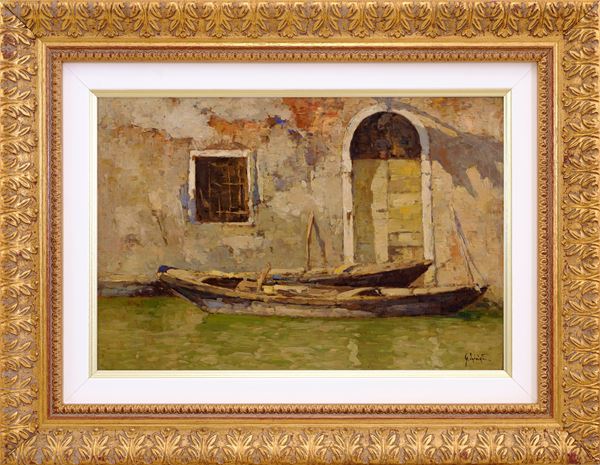 GIOVANNI  SALVIATI - Canale veneziano con barche