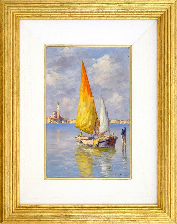 GIOVANNI SALVIATI - Bragozzo in laguna