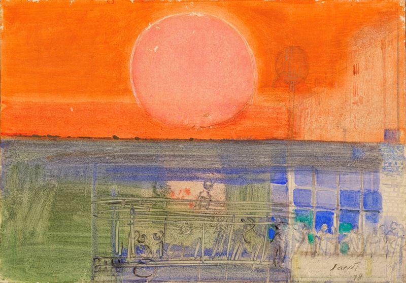 Paesaggio con sole e vaporetto