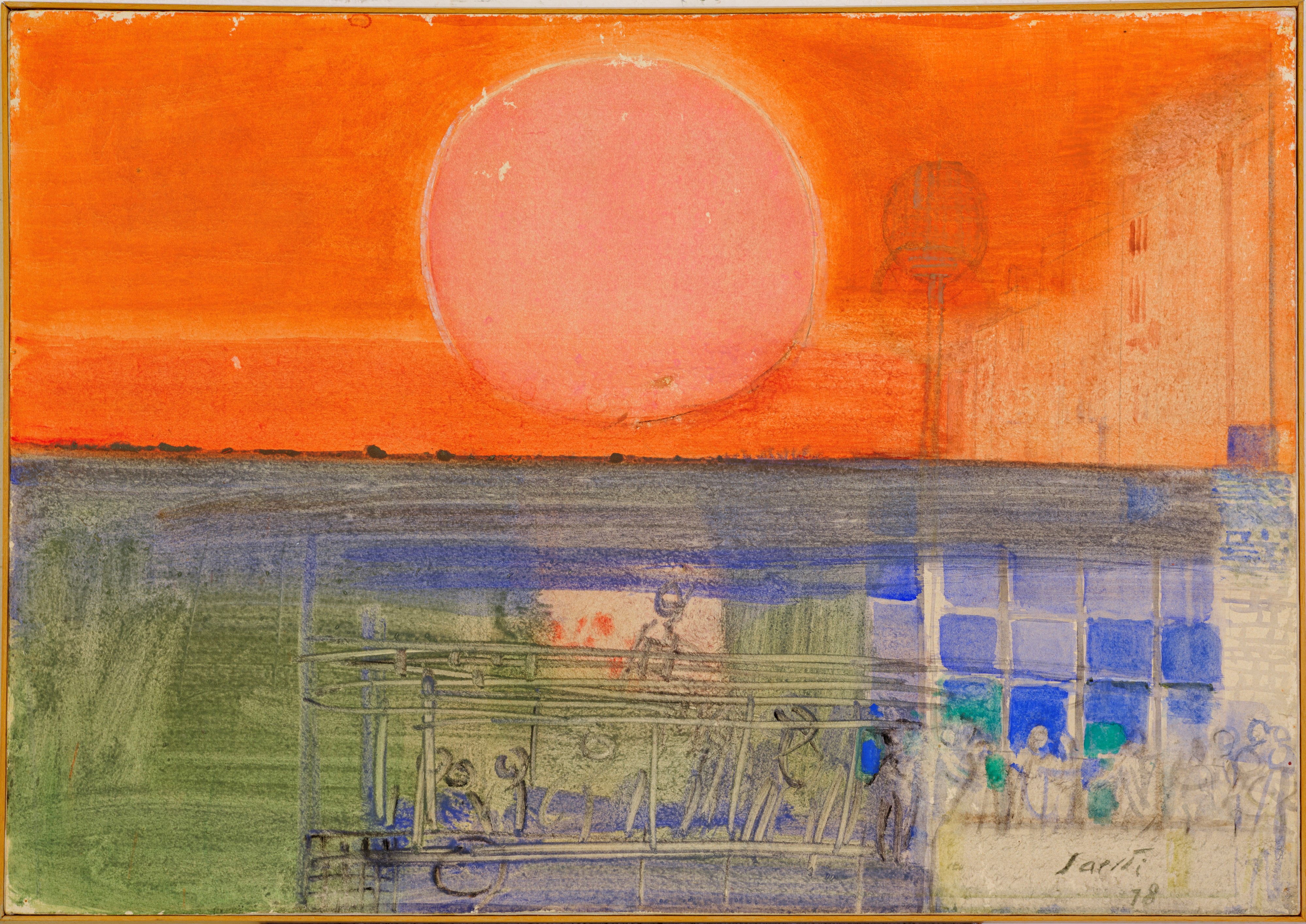 Paesaggio con sole e vaporetto