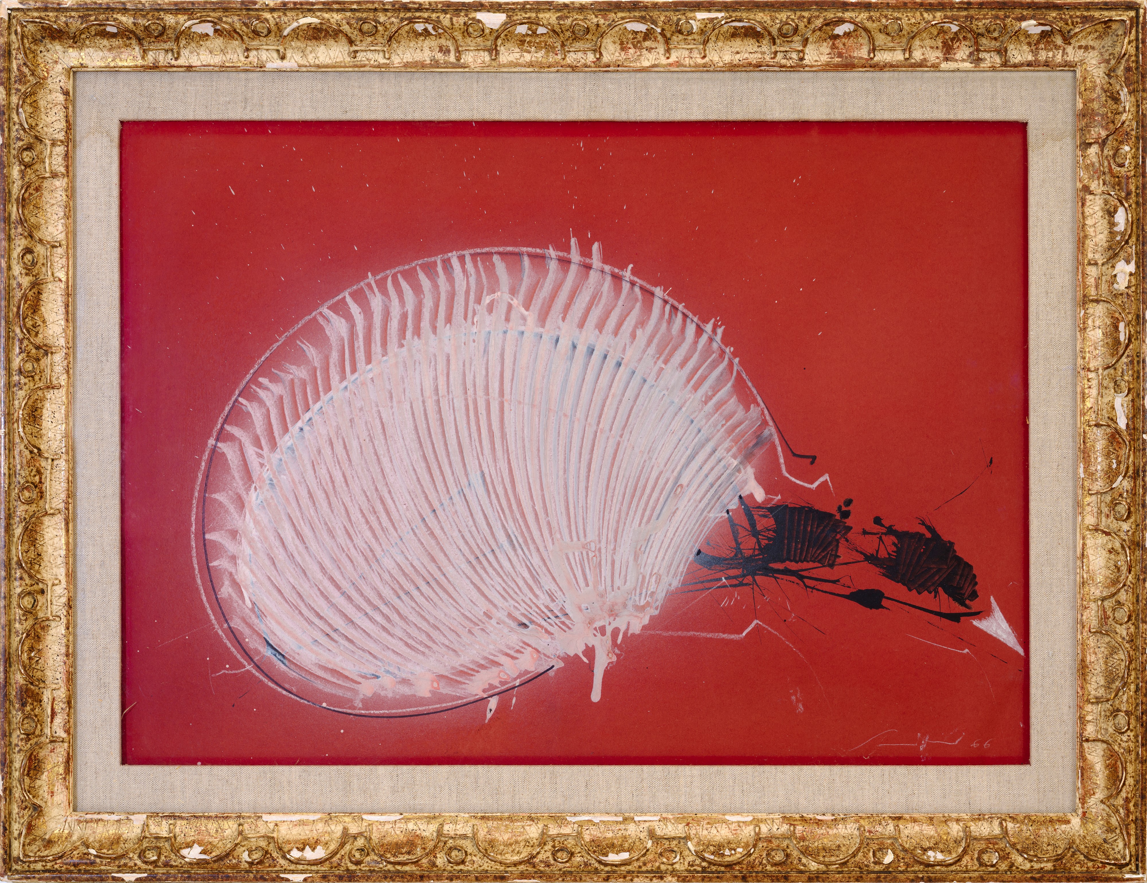 Emilio Scanavino - Senza titolo (olio e tecnica mista su cartoncino intelato), 1966
