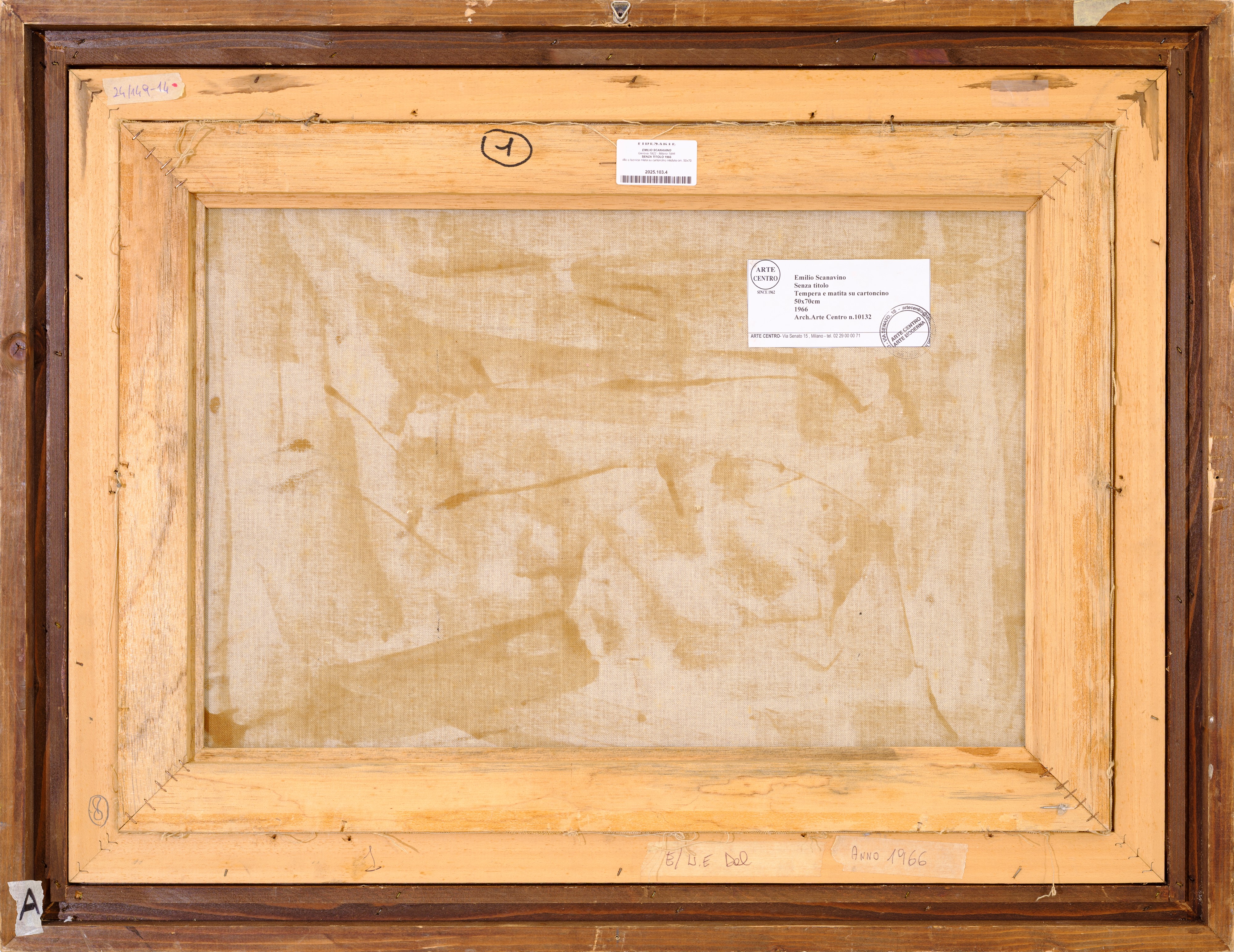 Emilio Scanavino - Senza titolo (olio e tecnica mista su cartoncino intelato), 1966