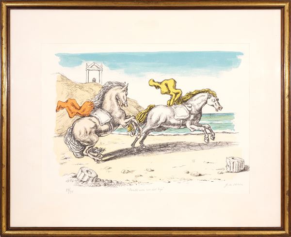 GIORGIO DE CHIRICO - Cavalli sulle rive dell'Egeo