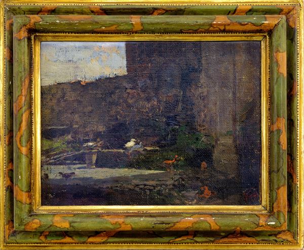 MARIANO FORTUNY MARSAL - Esterno villa, con volatili a colori