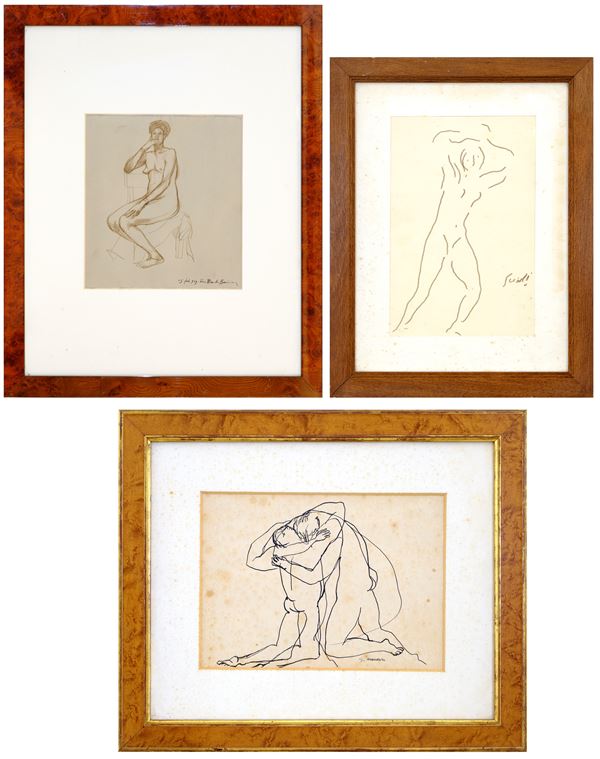 LINO BIANCHI BARRIVIERA,VIRGILIO GUIDI,GUIDO  MANARIN - Figure - Due ragazzi ignudi con agnello