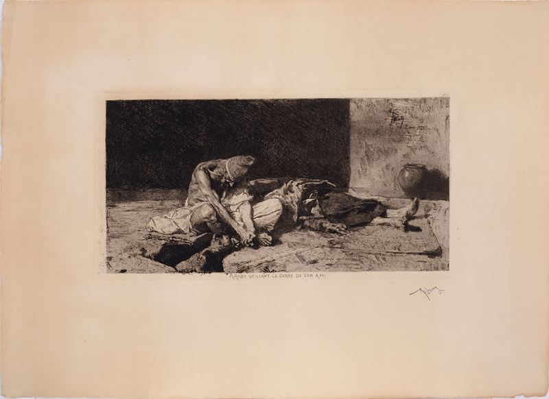 Arabo che veglia il corpo dell'amico