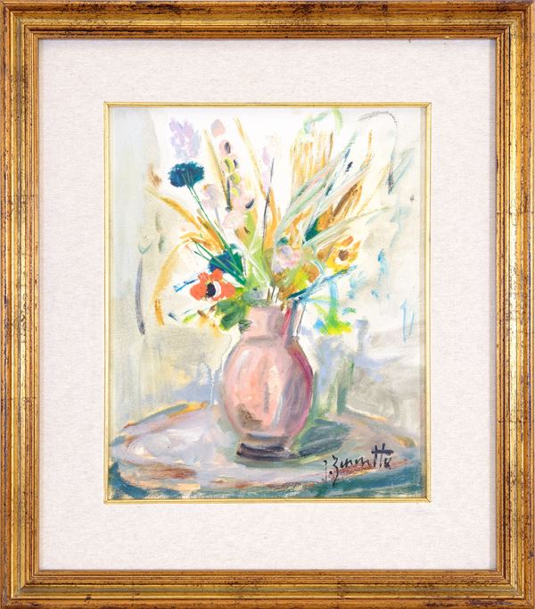 RENZO ZANUTTO : Vaso di fiori  - olio su tela - Asta Asta a tempo di Arte Moderna e Contemporanea - Fidesarte - Casa d'aste