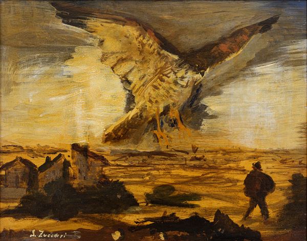 Grande falco in volo